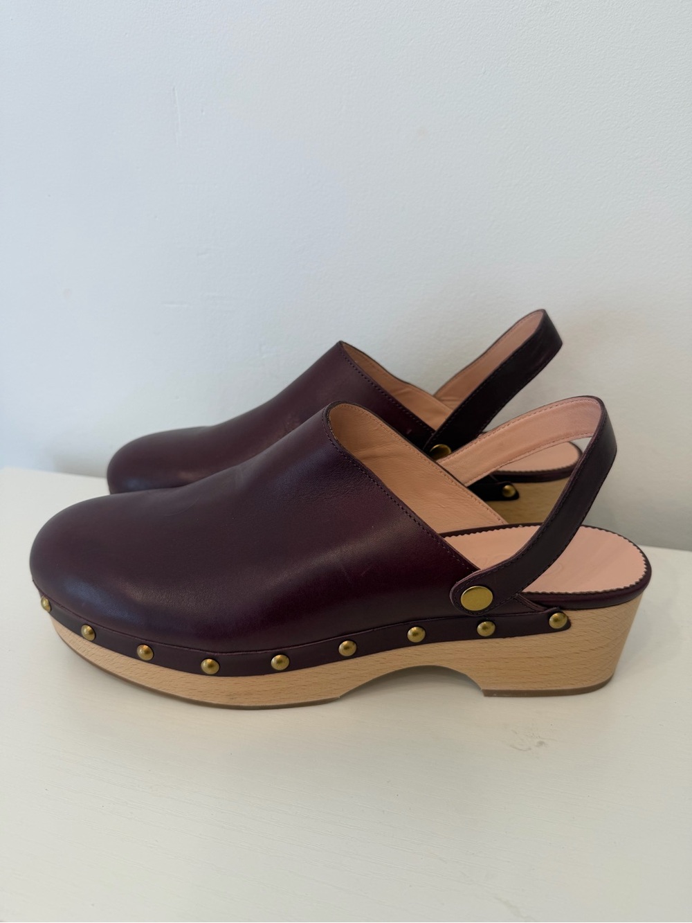 J.Crew Women’s Burgundy Leather Clogs Size 12 NWOT